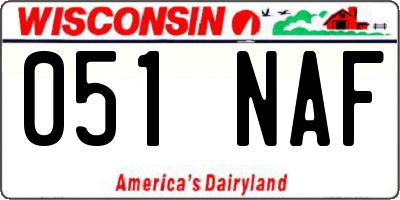 WI license plate 051NAF