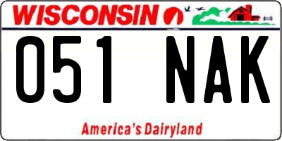 WI license plate 051NAK