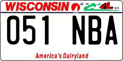 WI license plate 051NBA