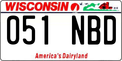 WI license plate 051NBD