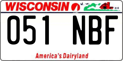 WI license plate 051NBF