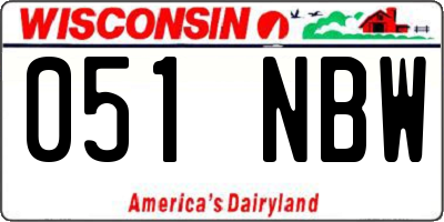 WI license plate 051NBW