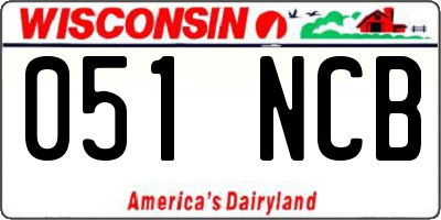 WI license plate 051NCB