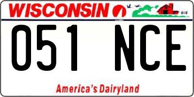 WI license plate 051NCE