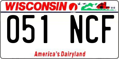 WI license plate 051NCF