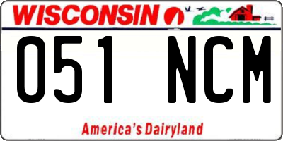 WI license plate 051NCM