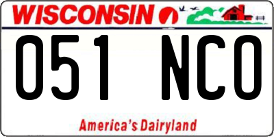 WI license plate 051NCO