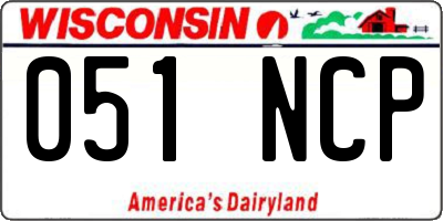 WI license plate 051NCP