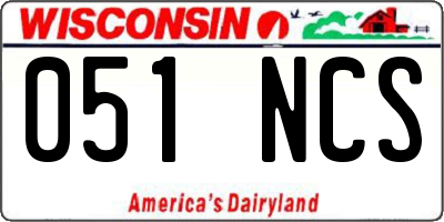 WI license plate 051NCS