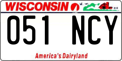WI license plate 051NCY