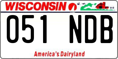 WI license plate 051NDB