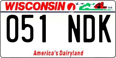 WI license plate 051NDK