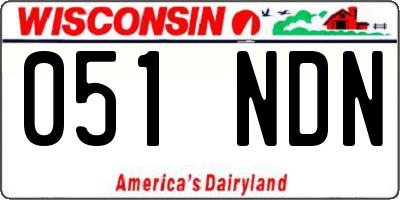 WI license plate 051NDN