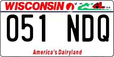 WI license plate 051NDQ