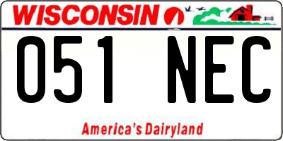 WI license plate 051NEC