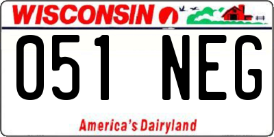 WI license plate 051NEG