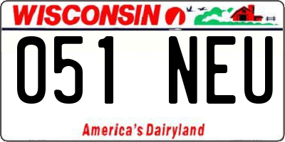 WI license plate 051NEU