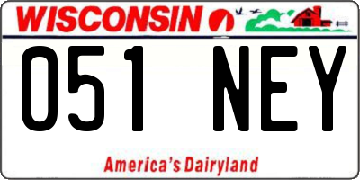 WI license plate 051NEY