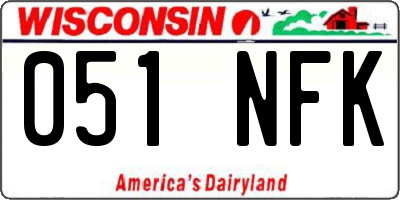 WI license plate 051NFK