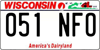 WI license plate 051NFO