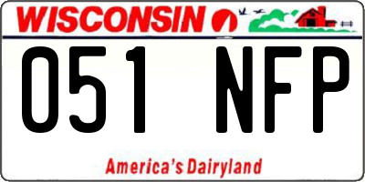 WI license plate 051NFP