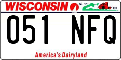 WI license plate 051NFQ