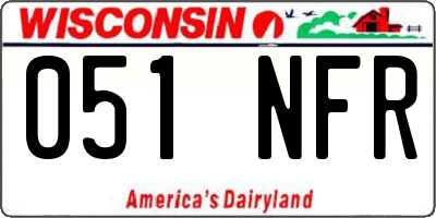 WI license plate 051NFR
