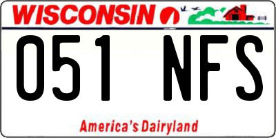 WI license plate 051NFS