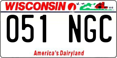 WI license plate 051NGC
