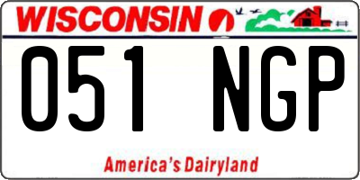 WI license plate 051NGP