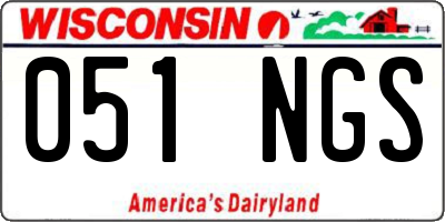 WI license plate 051NGS