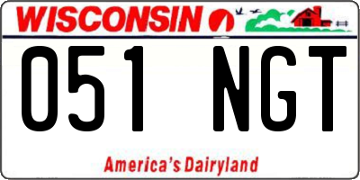 WI license plate 051NGT