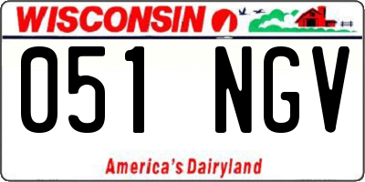 WI license plate 051NGV