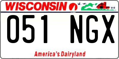 WI license plate 051NGX