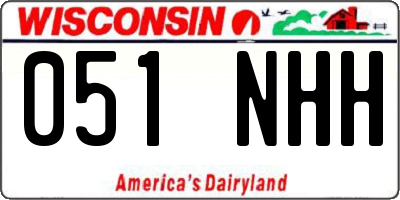 WI license plate 051NHH