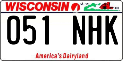 WI license plate 051NHK