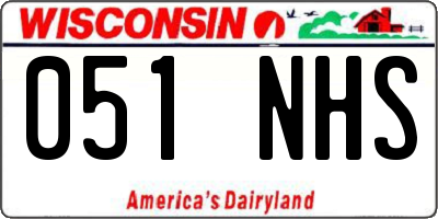 WI license plate 051NHS