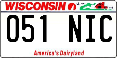 WI license plate 051NIC