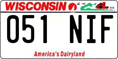 WI license plate 051NIF