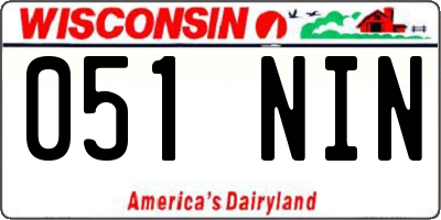 WI license plate 051NIN