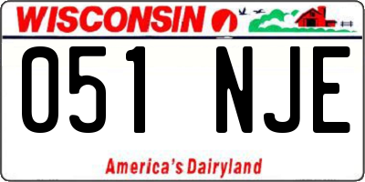 WI license plate 051NJE