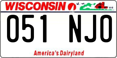 WI license plate 051NJO