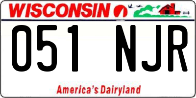 WI license plate 051NJR