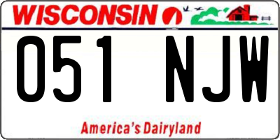 WI license plate 051NJW