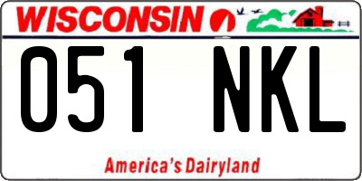 WI license plate 051NKL