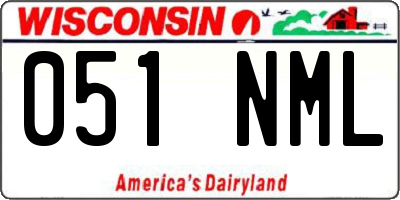 WI license plate 051NML