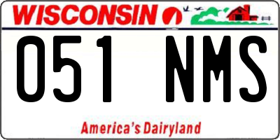 WI license plate 051NMS