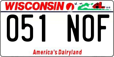 WI license plate 051NOF