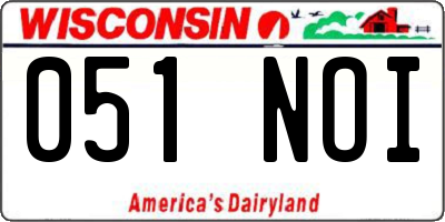 WI license plate 051NOI
