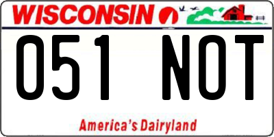 WI license plate 051NOT